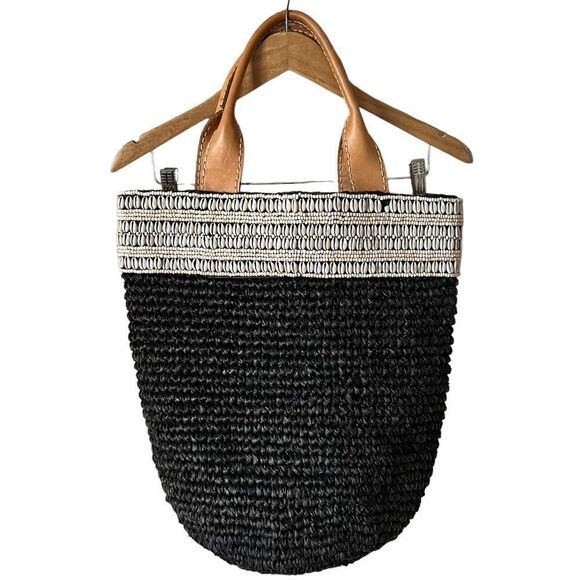 COCOBELLE  BUZIO COWRIE & RAFFIA X LARGE TOTE BAG - Picture 14 of 15